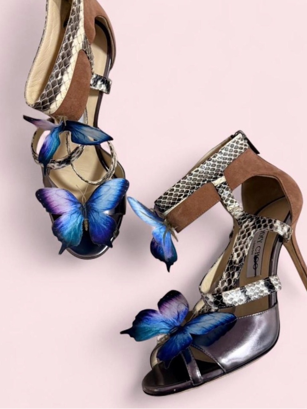 Jimmy Choo sandals shoes butterfly orchid size 6-6.5 US 36.5 Y2K Carrie Bradshaw